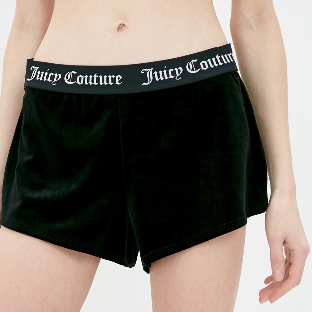 Juicy Couture Black Velvet Velour Sleep Boxer Shorts XL